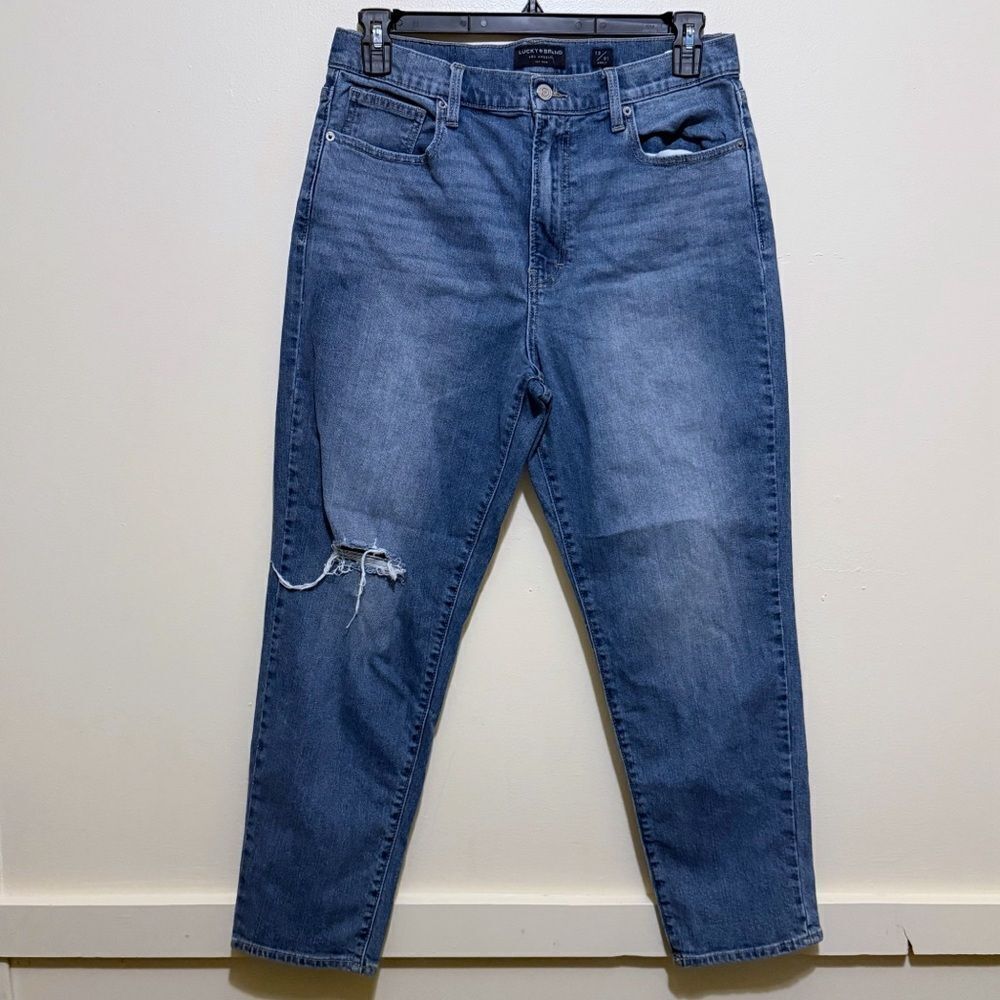 Lucky Brand Women's High Rise Drew Mom Jeans Distressed Size 12